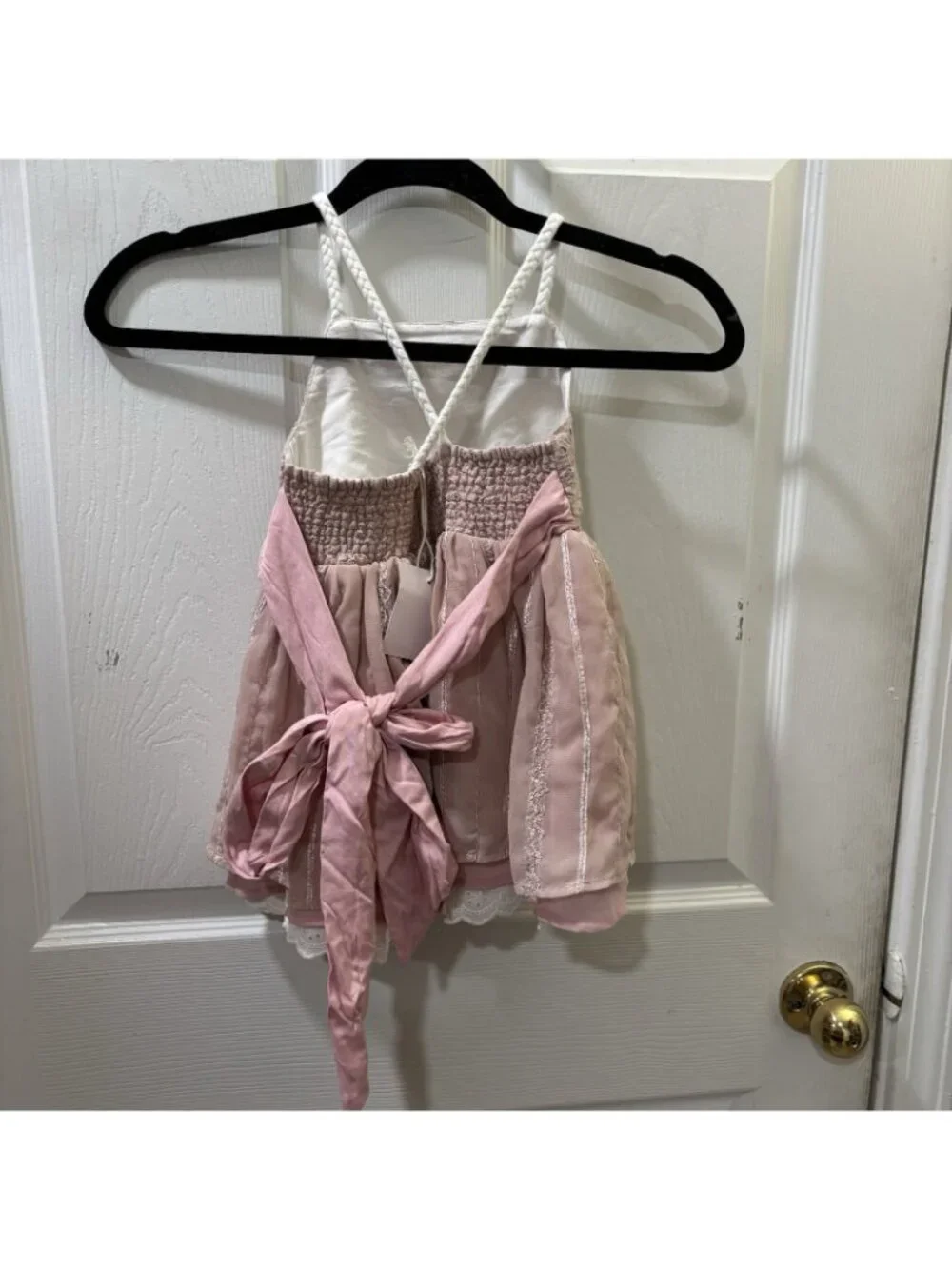 Love And Grow Pink Layered Dress Smocking Back Bow Tie Size 4T